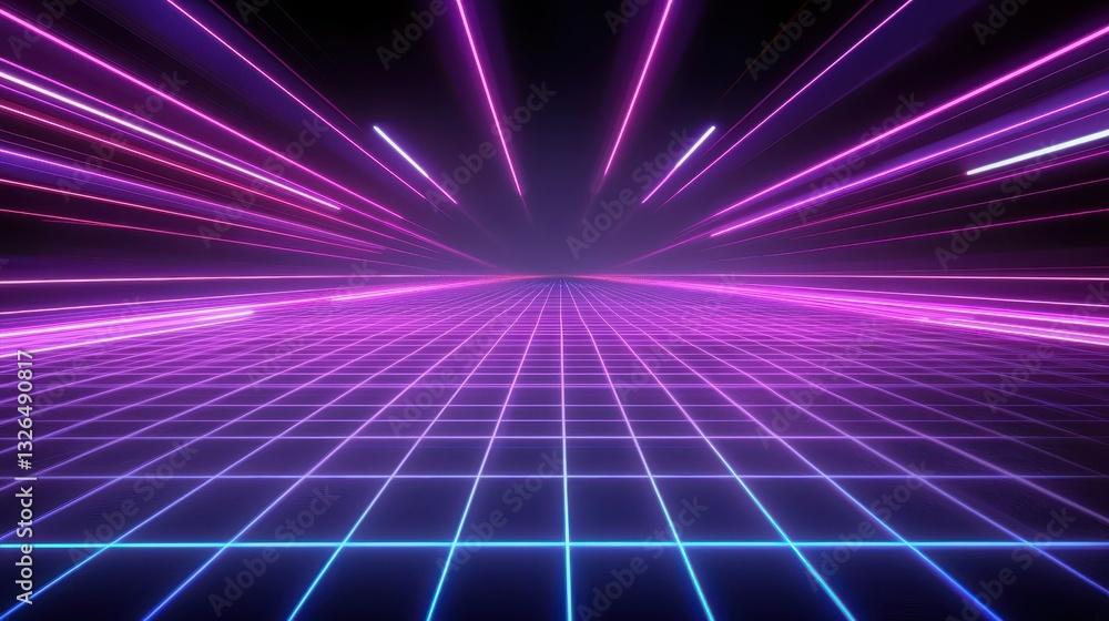 Aufkleber neon lines and grids in a futuristic abstract background