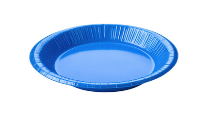 Blue disposable plate isolated on white background