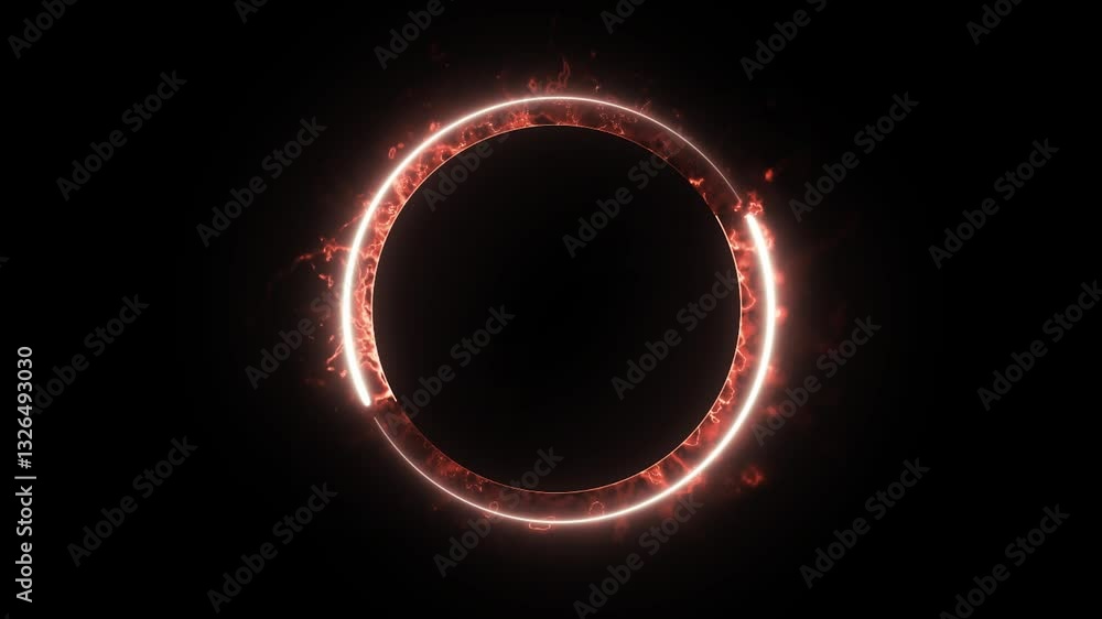 Aufkleber red effect neon glowing circular frame background. repetitive motion animation and flashing. bright 