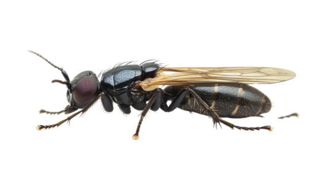 Black solider fly insect isolated on white background