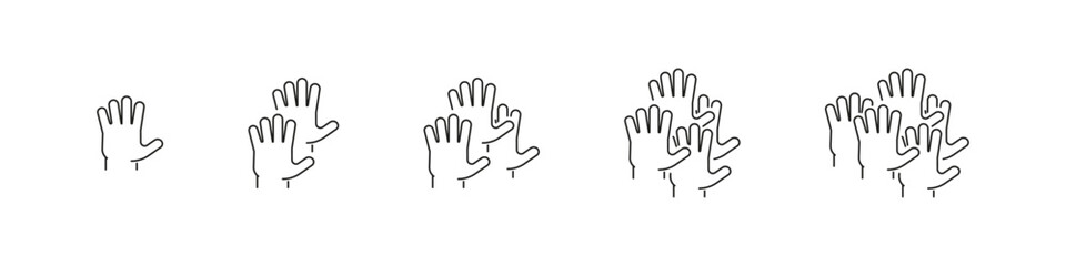 Crowd Hands Raised Outline Vector Set