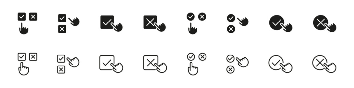Choose to Approve and Disapprove Vector Icon Set
