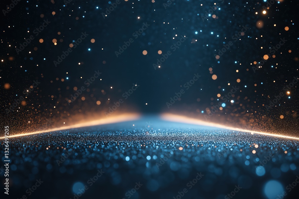 Poster glitter particles floating and creating a magical light path