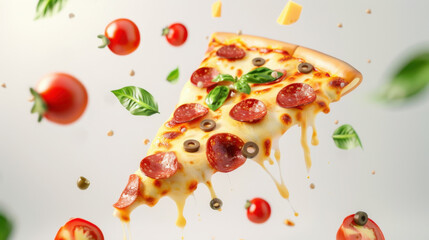 pizza slice isolated on white background