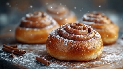 Cinnamon Rolls on Wooden Board