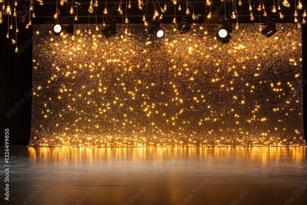 Poster a glimmering backdrop adorned with golden lights, creating a warm and inviting atmosphere, perfect f