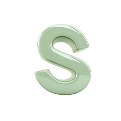 Naklejka premium Glossy Sage Green 3D Letter S