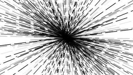 Obraz premium Abstract image of black and white lines radiating outward from a central point, creating a dynamic sense of motion and energy.