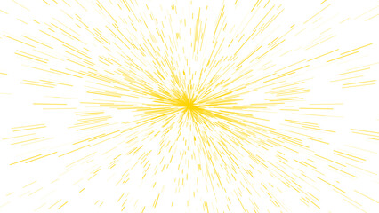 Obraz premium Abstract design of yellow rays radiating from a central point, creating a vibrant explosion effect against a white background.