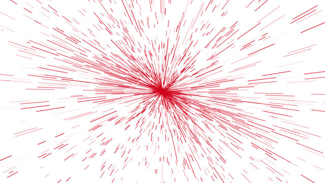 Abstract image of radiating red lines exploding from a central point on a white background, creating a dynamic sense of motion.