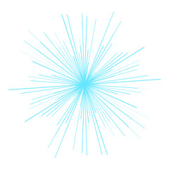 Obraz premium A radiant burst of light, featuring numerous thin blue lines extending outward from a central point against a white background.