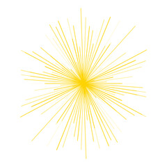 Fototapeta premium A bright yellow starburst graphic with radial lines radiating outward from a central point on a white background.