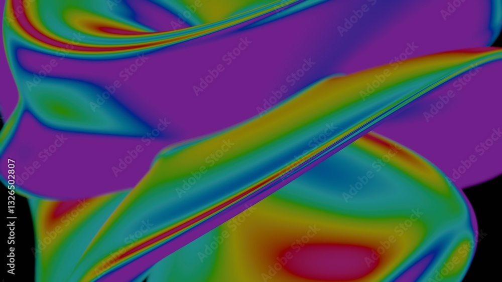 Fototapete Vibrant rainbow fluid forms swirl in a psychedelic gradient, creating a dynamic abstract design with bold color transitions and a smooth, dreamlike flow........