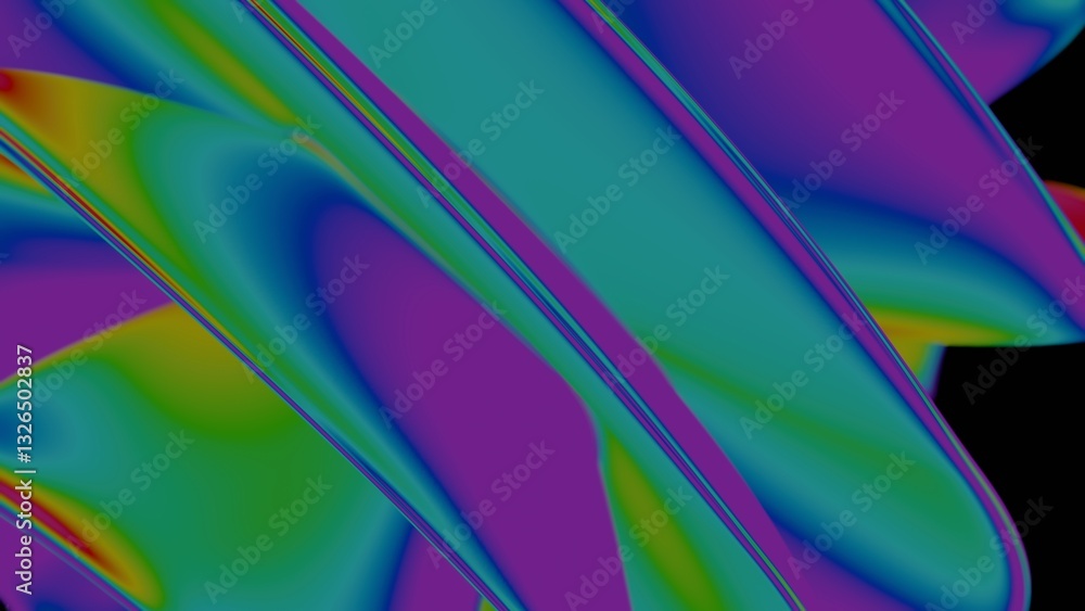Aufkleber Vibrant rainbow fluid forms swirl in a psychedelic gradient, creating a dynamic abstract design with bold color transitions and a smooth, dreamlike flow........