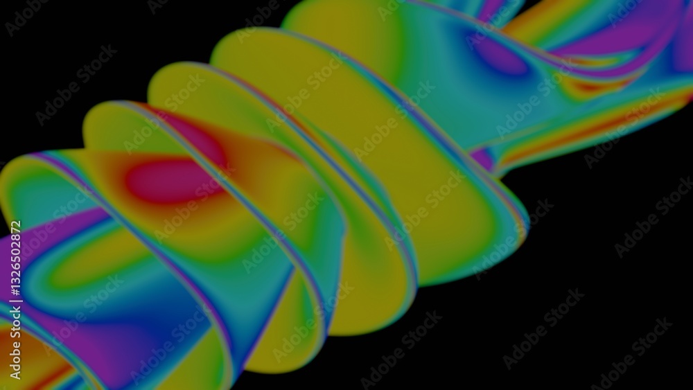 Poster Vibrant rainbow fluid forms swirl in a psychedelic gradient, creating a dynamic abstract design with bold color transitions and a smooth, dreamlike flow........