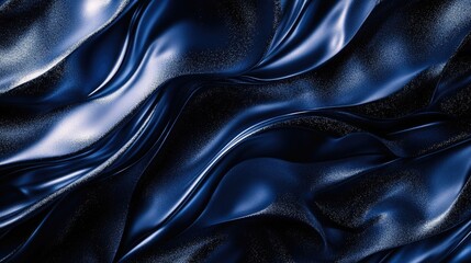 Fototapeta premium Abstract image of luxurious dark blue satin fabric with elegant flowing waves and shimmering texture