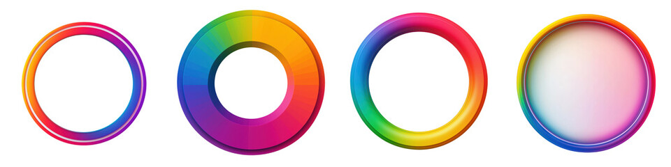 Vibrant Multicolored Circular Shapes with Gradient Rainbow Effect  Abstract Modern Geometric Design Elements in Bright Hues  Minimalist Digital Art or Photo Background