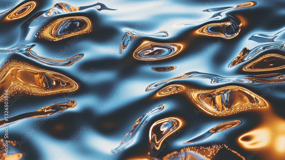 Poster abstract reflection of light on water surface with waves and colors