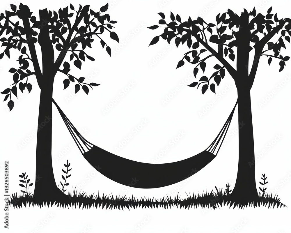 Poster serene hammock scene with trees and grass