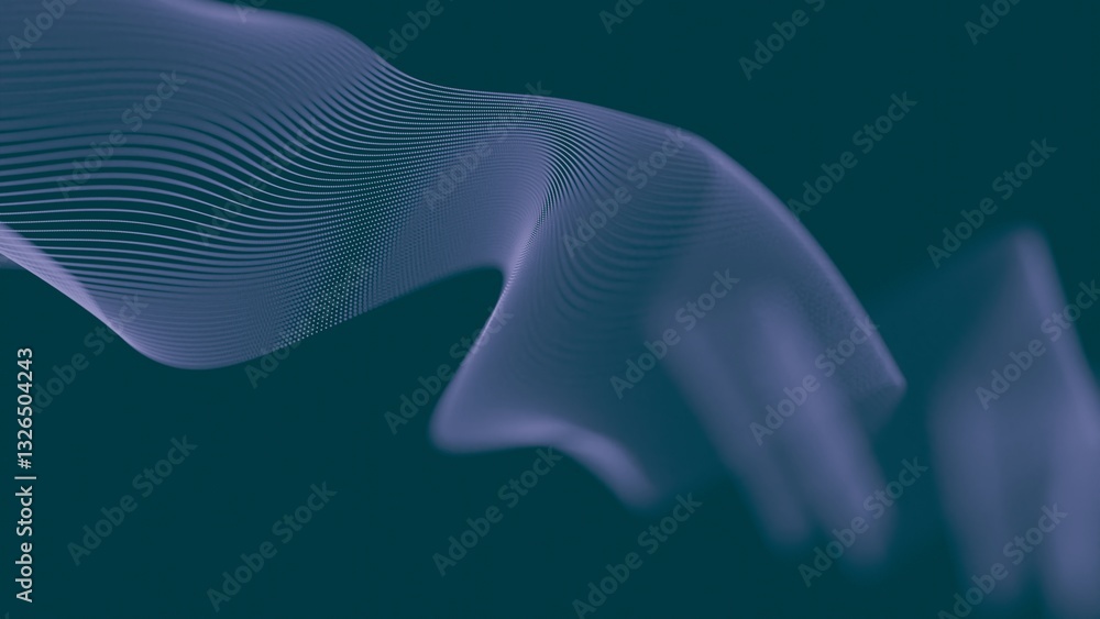 Fototapete smooth, flowing wave lines in a subtle teal gradient, forming an abstract and minimal design with a 