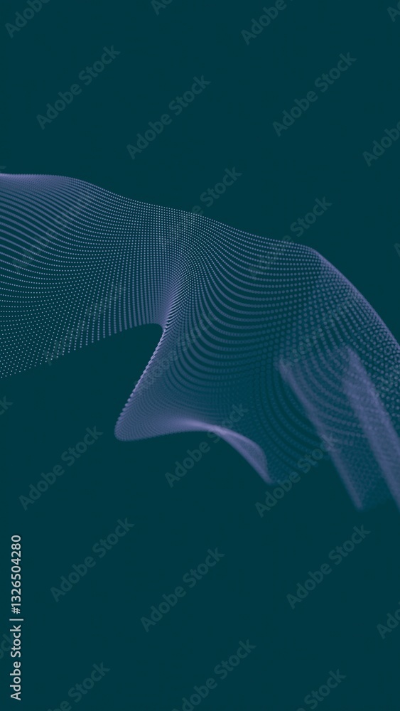 Poster Smooth, flowing wave lines in a subtle teal gradient, forming an abstract and minimal design with a graceful, modern feel and airy motion........