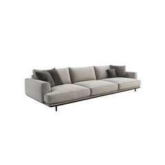 Fototapeta premium Modern Beige Sofa with Dark Grey Pillows - Contemporary Living Room Furniture