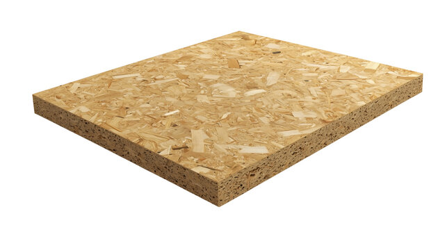 A rectangular particle board made of compressed wood chips, with a smooth surface, commonly used for furniture and interior construction. 