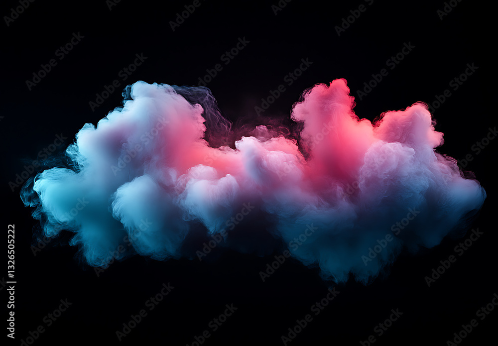 Poster dynamic colorful smoke clouds in dark background abstract art creative design digital environment
