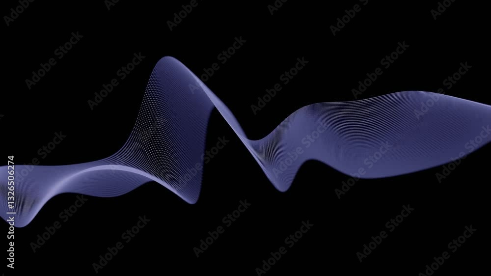 Leinwandbilder Flowing dotted lines forming twisting wave patterns on a black background, creating a dynamic, futuristic, and minimal abstract design.