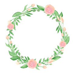 Watercolor Summer Frame Floral Wreath Transparent Background