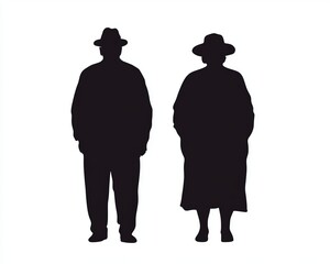 Silhouettes of Two Individuals in Traditional Attire