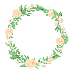 Watercolor Summer Frame Floral Wreath Transparent Background