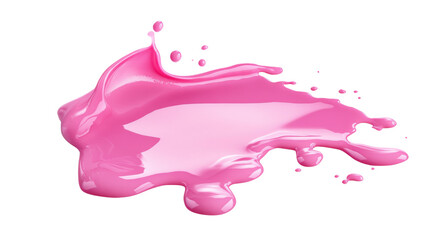 Pink skincare cream spilled isolated on white background