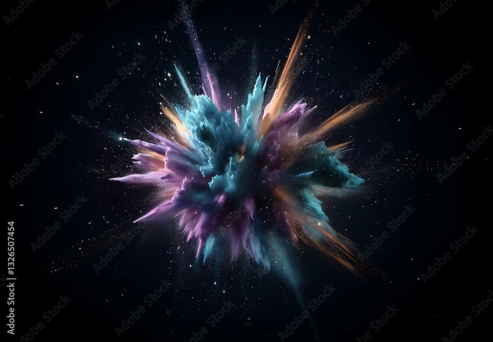 Poster explosive color burst abstract art creation digital realm vivid imagination captivating visuals