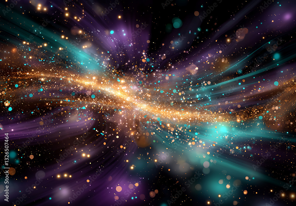 Poster dynamic cosmic explosion of colors outer space digital art vibrant universe abstract perspective cel