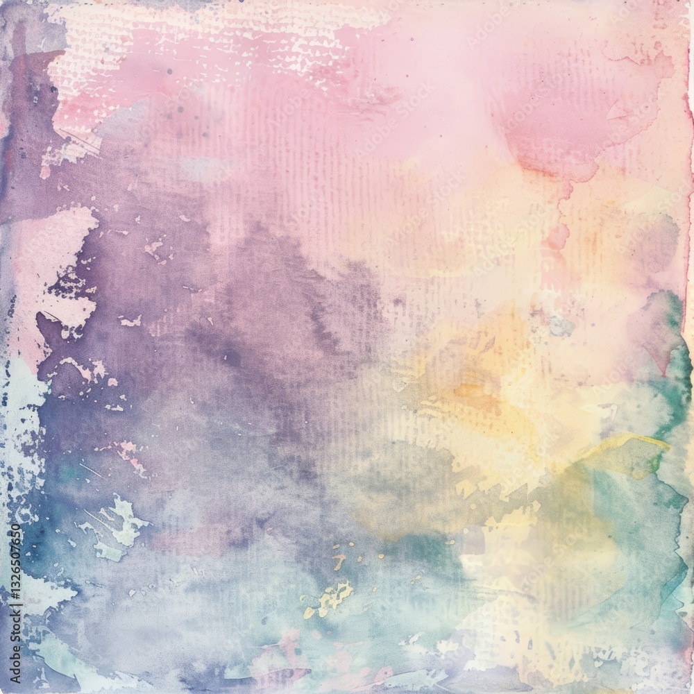 Poster soft pastel watercolor textures with gentle color gradients and subtle patterns
