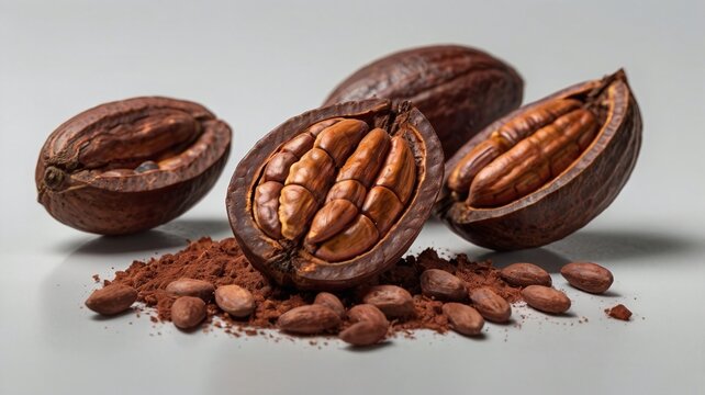 cococa seeds on white background