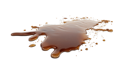 Soft drink Soda spilled isolated on white background