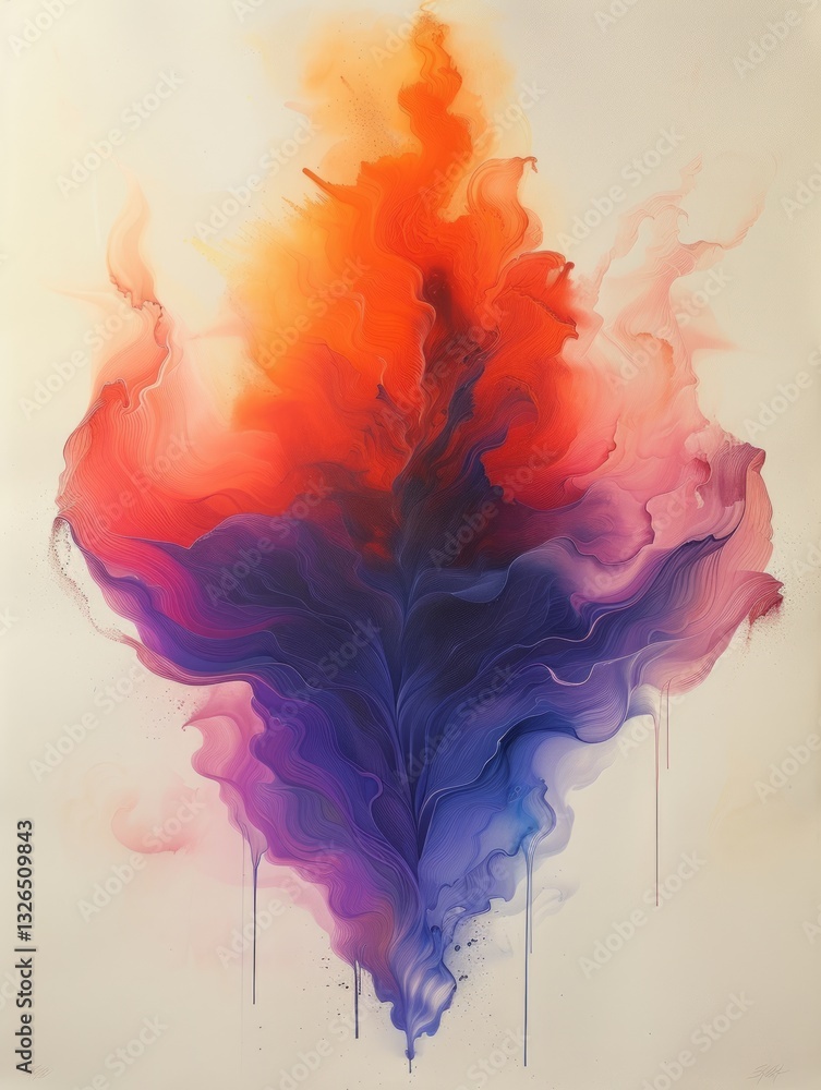 Poster vibrant explosion of colored powder on a white clean background with clean lines and dynamic movemen