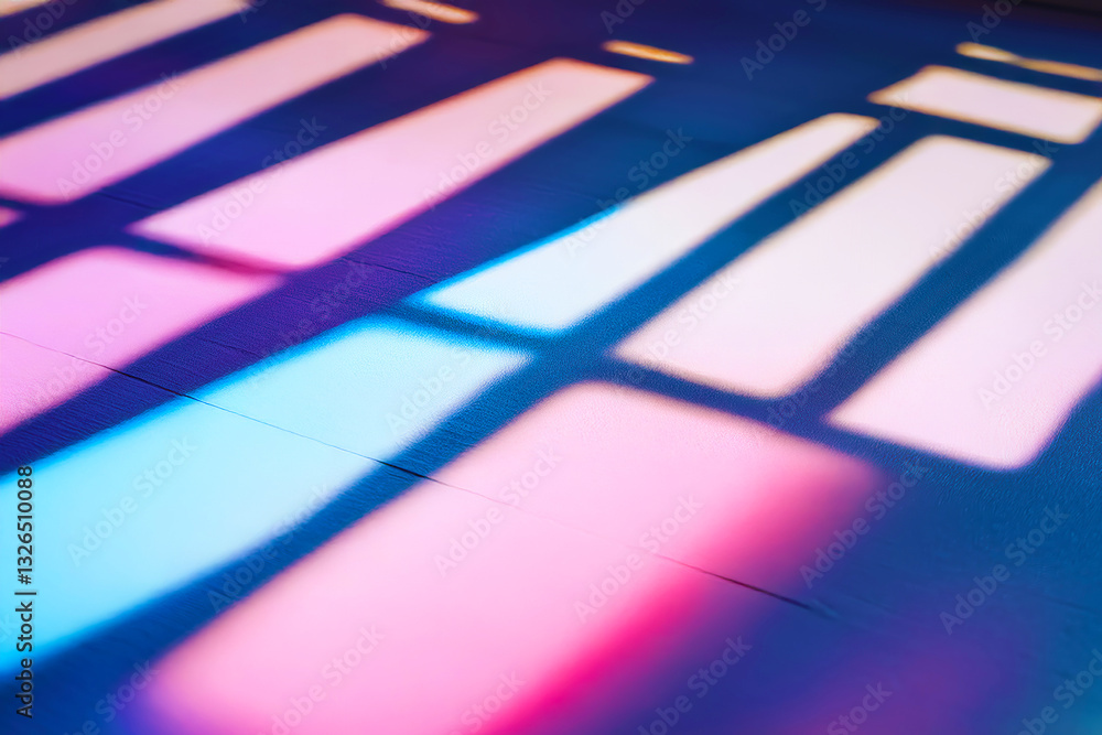 Poster colorful light and shadow creating abstract pattern on surface