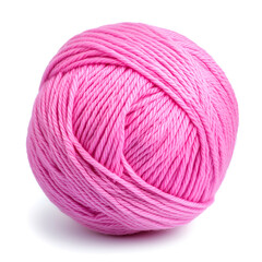 A ball of pink yarn isolated on white background. Knitting and crafting.