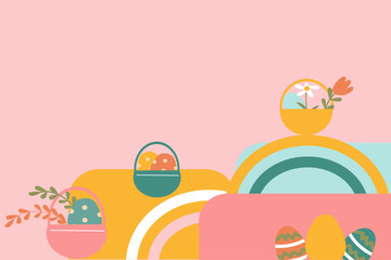 Colorful easter egg patterns with floral elements for seasonal decoration and design.