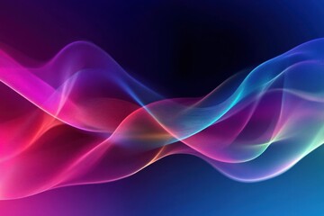 Colorful Abstract Waves on Dark Background in Smooth Flowing Design