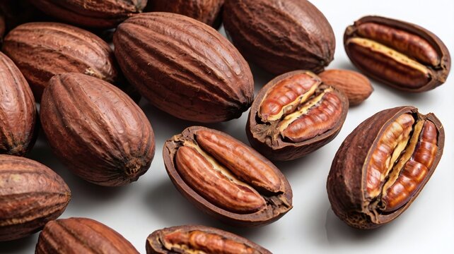 cococa seeds on white background
