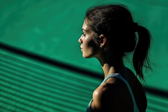 Sportswoman concentrating before playing paddle tennis match
