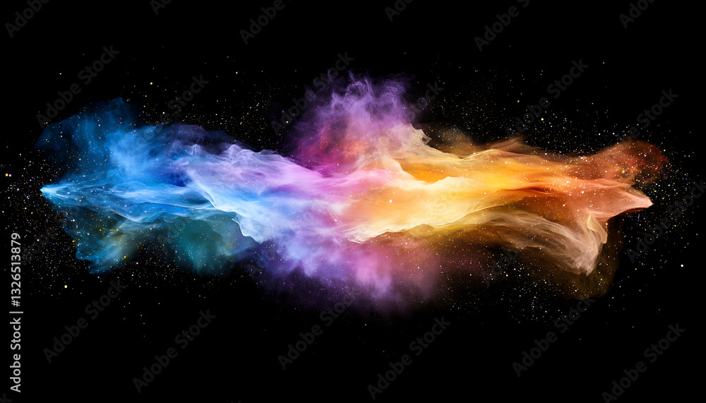 Aufkleber cosmic color explosion outer space abstract art nebula aerial view vibrant universe