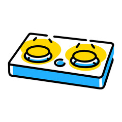 Fototapeta premium Modern clean stovetop for kitchen efficiency featuring blue and yellow minimalist design for stylish cooking spaces