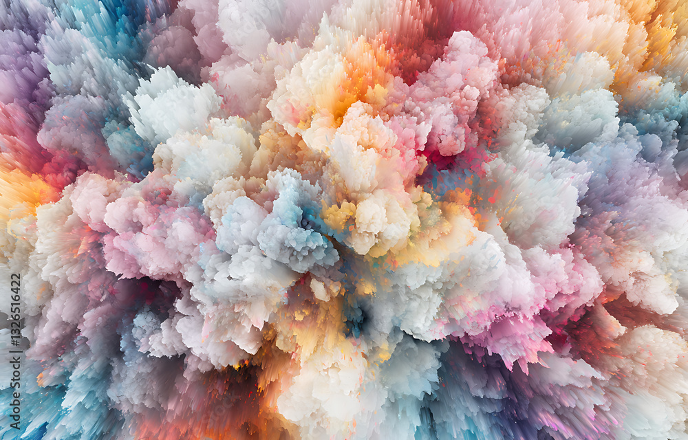 Poster dynamic abstract cloud explosion digital art colorful background artistic environment aerial view cr