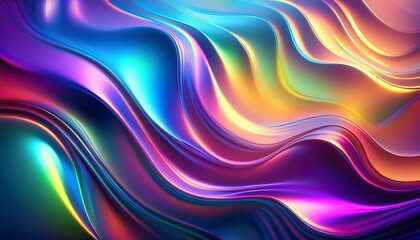 Obraz premium Iridescent neon background, holographic abstract soft colors backdrop