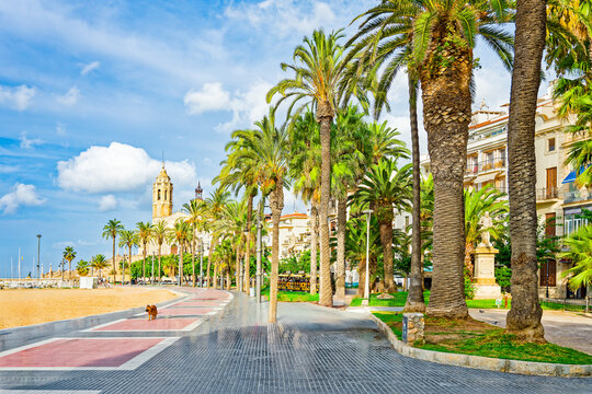 Seafront of Sitges,a beautiful town near Barcelona.